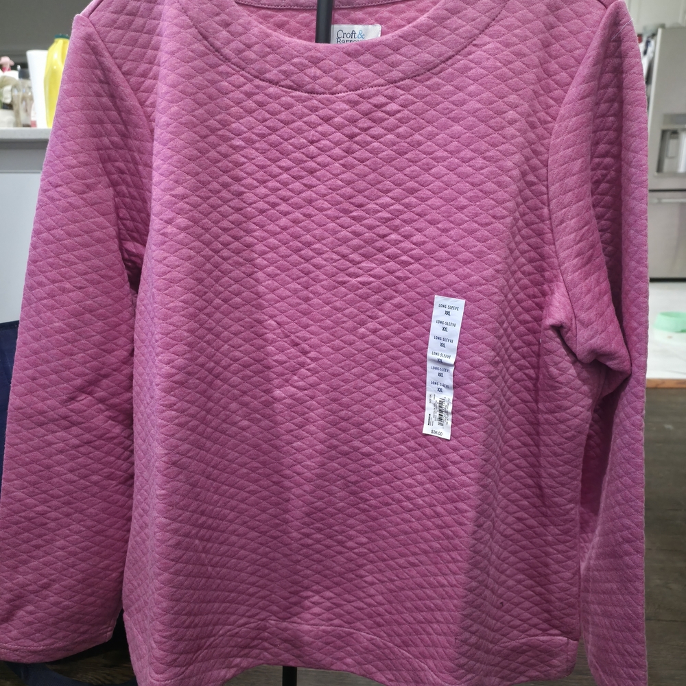 Croft & Barrow Pink Quilted Long Sleeve Top